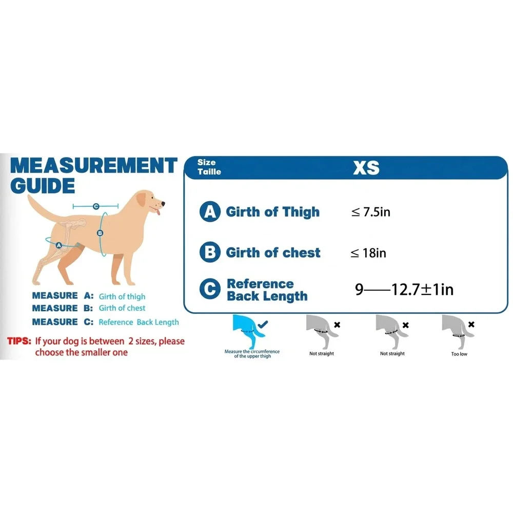 Marnonsis XS Dog Knee Brace Hind Leg ACL Support 4 Stabilizers Black‎